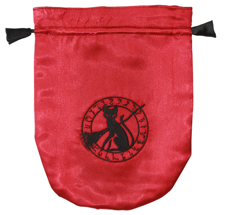 Red Satin Black Cat Tarot Bag - Skull & Barrel Co.