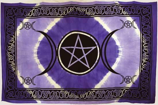 Purple Triple Moon Pentagram Tapestry 72" x 108" - Skull & Barrel Co.