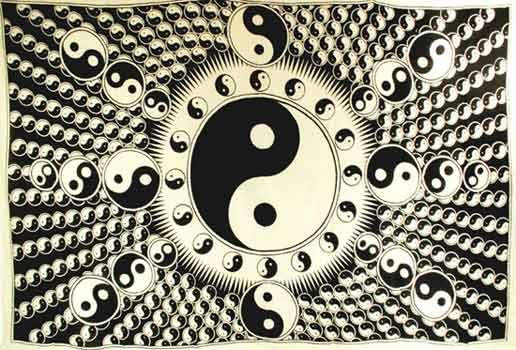 White and Black Yin Yang Tapestry 72" x 108" - Skull & Barrel Co.