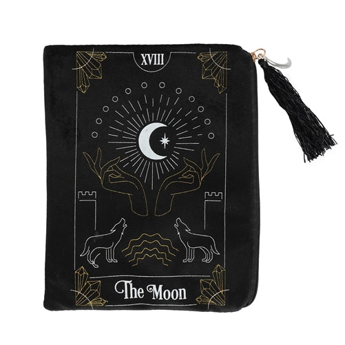 The Moon Black Velvet Zippered Tarot Card Bag - Skull & Barrel Co.