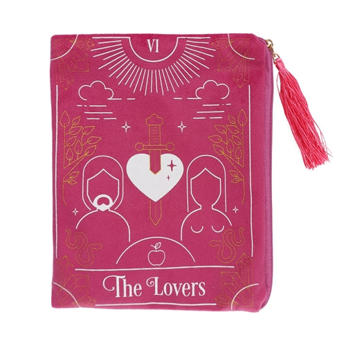 The Lovers Pink Velvet Zippered Tarot Card Bag - Skull & Barrel Co.