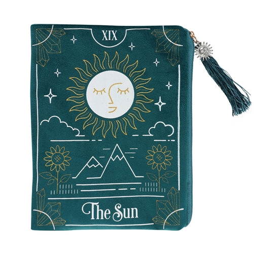 The Sun Green Velvet Zippered Tarot Card Bag - Skull & Barrel Co.
